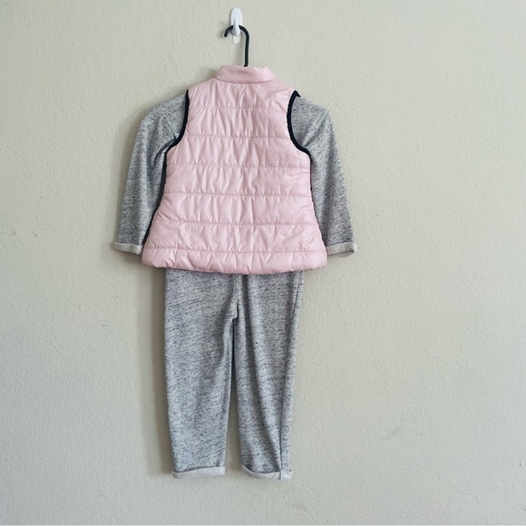 Girl Pink Quilted Vest with Gray Outfit Set size 4T Calvin Klein Old Navy winter - Picture 7 of 7